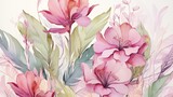 Fototapeta Boho - watercolor flowers backgrounds. illustrations in the style of handmade watercolors on a white background, generative artificial intelligence