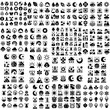 Seasons, nature black and white icons pack