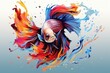 Siamese fighting fish on watercolor splash background. Vector illustration. Ai generative