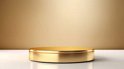 gold luxury podium pedestal product display on white background. Made with generative ai