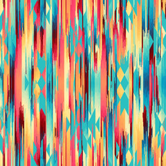 Aufkleber - Seamless striped pattern in Aztec style. Folk embroidery.. Aztec ikat style. Seamless vector image. Thin lines