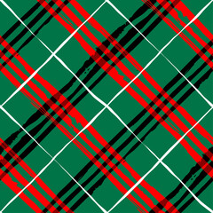 Aufkleber - Patchwork textile pattern. Seamless plaid design background. Merry Christmas cozy pattern.