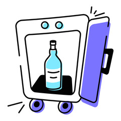 Poster - Premium doodle icon of room fridge 