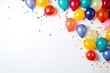 © Sergio Lucci - Colorful balloons on white background, confetti.