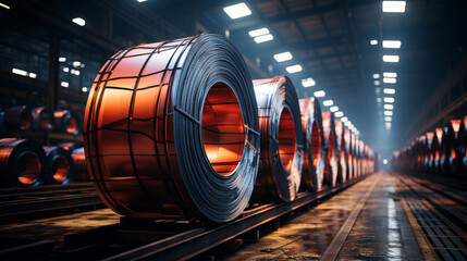 Wall Mural - Big rolls of steel in factory.