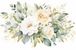 Watercolor floral illustration bouquet set collection green blush blue yellow pink frame, border, bouquet, wreath wedding stationary, greetings, wallpaper, fashion, posters, Leaves, Generative AI