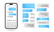 © Rick Cranches - Set of bubbles with gradient background in text format, Chat conversation in modern smartphone on white background eps10