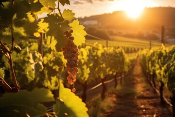 Wall Mural - vineyard at sunset