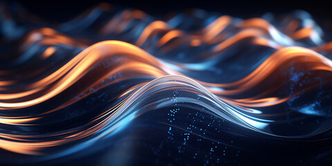 abstract wave digital technology background, sound and graphic shapes, network, graph, fluctuations. ai generative