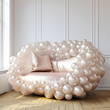 Sofa made of Balloons in the living room interior background, Concept of joy, happy, cozy, 