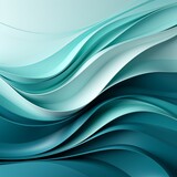 Fototapeta  - Abstract turquoise waves with smooth transitions and glossy highlights. Background for banner, space for copy space