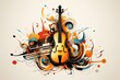Musical instrument. Guitar, cello, violin. Beautiful bright abstraction creating music. Illustration
