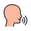 © Chistoprudnaya - Voice concept. Human face with sound waves color icon isolated on white background vector illustration.