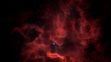 Fototapeta Panele - Red dark galaxy nebulae and stars among shining nebula. Artistic concept 3D animation for space exploration and science fiction. Ethereal infinity in deep cosmos.