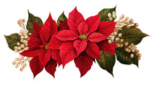 Christmas Floral Wreath With Poinsettia Flowers