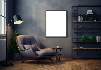 Wall Mural - A frame on the wall, a mockup of a poster, a poster in the room, interior of a room