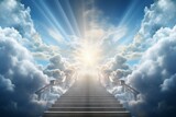 Fototapeta Na sufit - Stairway to Heaven. Religious concept with selective focus and copy space