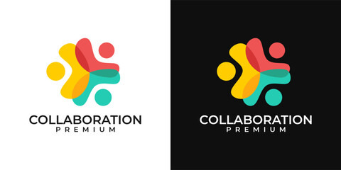 People community logo design. Colorful fun unity logo. Vector logo template of people, diversity, partner, social, vector, team work, collaboration.