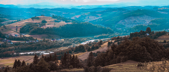 Poster - Panoramic view at Beskidy Mountains