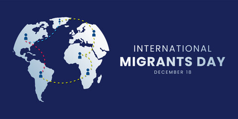 Wall Mural - Vector illustration on the theme of International Migrants day observed each year on December 18th across the globe.