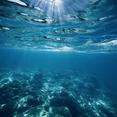 A deep blue ocean with a white cloud floating on it. AI generative