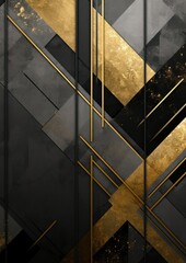 Wall Mural - gray black gold abstract geometric presentation