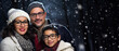 © Laughing Cat - Winter Themed family wearing glasses with room for copy space created with Generative AI technology