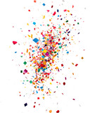 Fototapeta Uliczki - Burst of colorful confetti, transparent background (PNG)