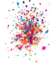 Burst of colorful confetti, transparent background (PNG)