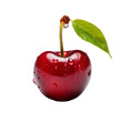 Cherry fruit depicted in its full body form, vividly colored, isolated on a transparent background for versatile use.
