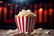 Bucket of popcorn at movie theater