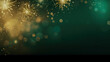 Happy New Year, Beautiful creative holiday background with fireworks and Sparkling on green background, space for text	
