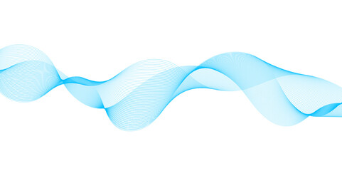 Wall Mural - Abstract blue background with technology business wave lines. Abstract background with a wave curve lines. Frequency sound wave line and technology concept background. Science, banner, business