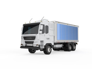 Wall Mural - Ev logistic trailer truck with solar panel