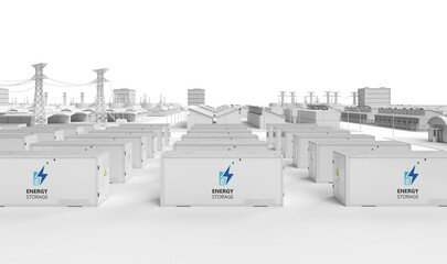 Energy storage system or battery container unit with smart industrial estate park