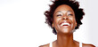 © PETR BABKIN - PORTRAIT OF A LAUGHING HAPPY AFRICAN AMERICAN WOMAN. legal AI