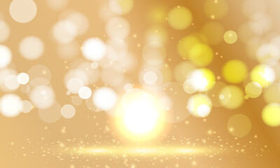 Golden luxury bokeh soft light abstract background. shiny circle.