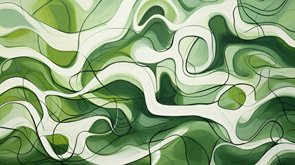 Wall Mural - green abstract wavy background | generative AI