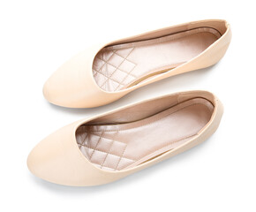 Wall Mural - Stylish ballet flats on white background