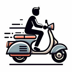 Wall Mural - person riding scooter isolated on white background 