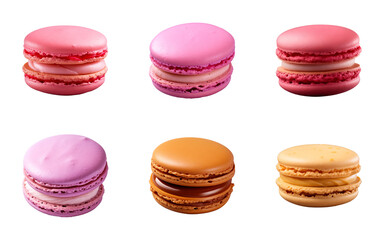 Wall Mural - Collection set of macaroons isolated on a transparent background, cut out