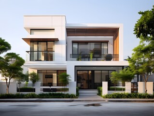 Modern house exterior color white AI generated