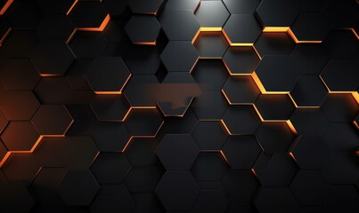 Hexagonal abstract metal background with light, Generative AI