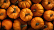 Top view of stacked orange Pumpkin fruit background created with Generative AI Technology