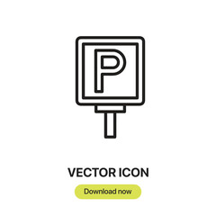 Poster - Car Park icon vector. Linear-style sign for mobile concept and web design. Car Park symbol illustration. Pixel vector graphics - Vector.