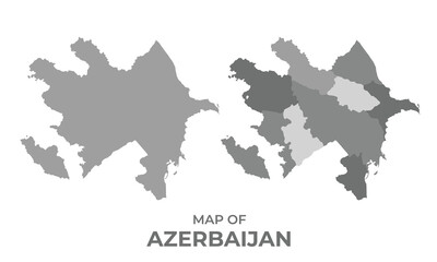  Greyscale vector map of Azerbaijan with regions and simple flat illustration