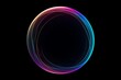© The Picture House - abstract circles lines wavy in round frame colorful spectrum light isolated on black background with empty space for text in concept technology, digital, music, Generative AI