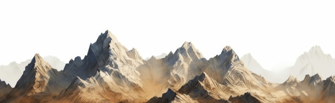mountain range isolated on white background, Generative AI