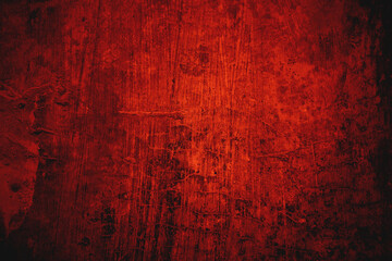 Wall Mural - Red grunge wall texture. Red and black horror background.