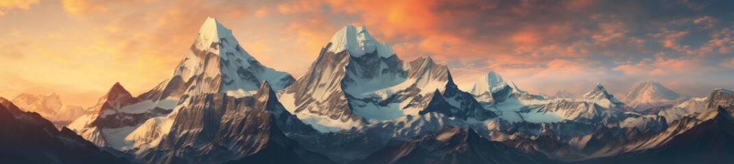 Wall Mural - A Majestic Sunset Over the Serene Mountain Range